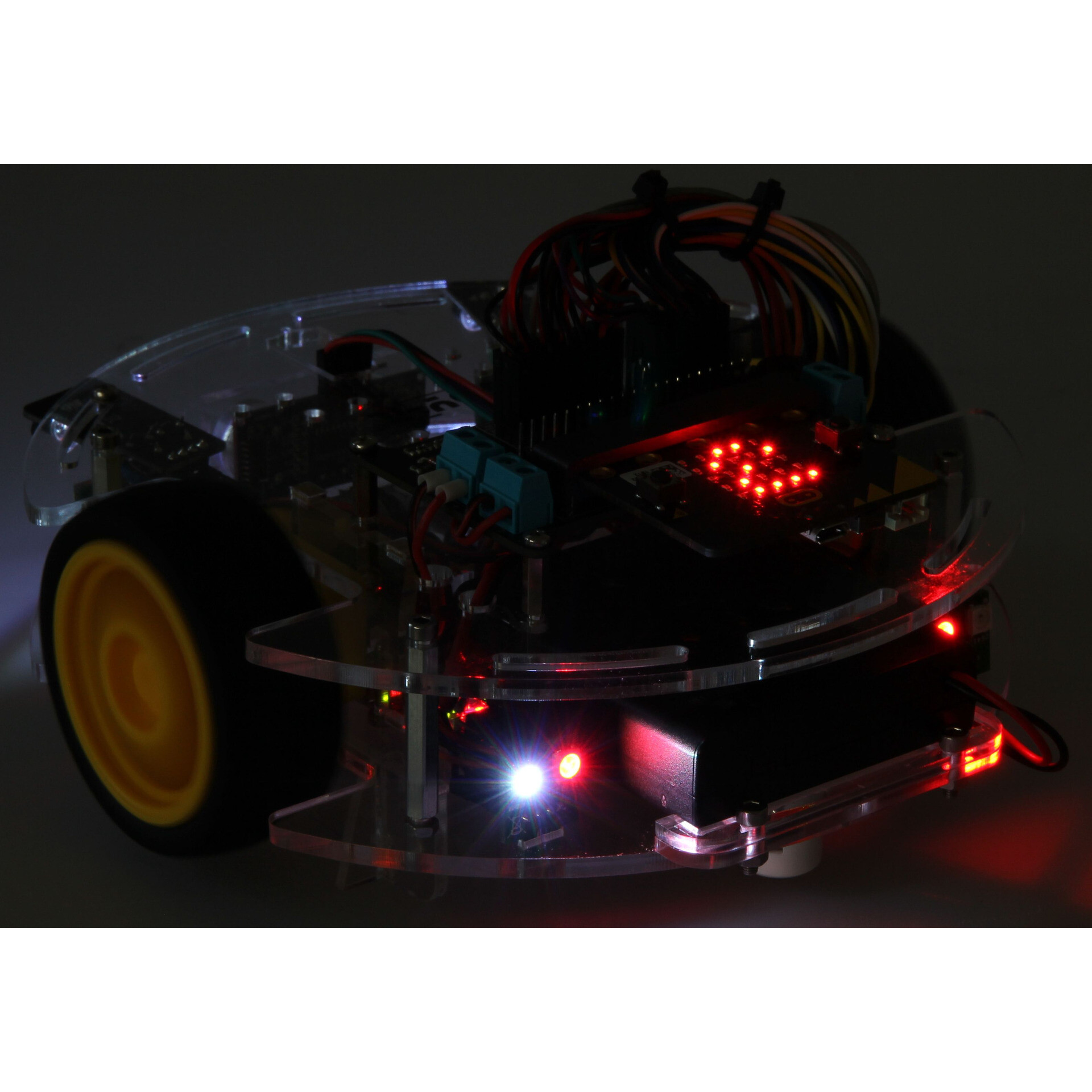 Joy-IT fertig montiertes programmierbares Roboterauto Joy-Car inkl. micro:bit v2 und beweglichem Ultraschallsensor