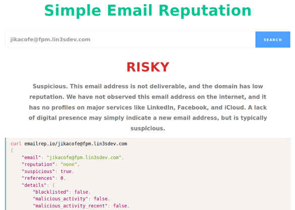 Der Webdienst „Simple Email Reputation“ schätzt ein, ob eine Absenderadresse vertrauenswürdig ist. Dafür zapft er zahlreiche Datenquellen an.