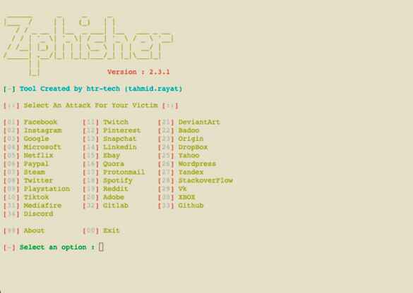 Zphisher erstellt Fake-Websites bekannter Dienste. Anpassen lassen sich diese aber leider nur bedingt.