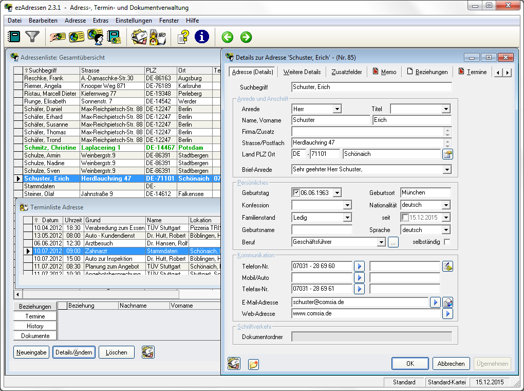  Adress-, Termin- und Dokumentverwaltung
