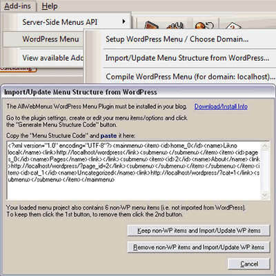 AllWebMenus Plugin on WordPress