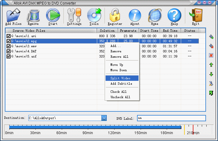  AVI DivX MPEG to DVD Converter