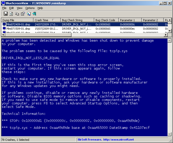 blue screen windows 7 crash dump