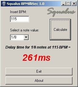  BPMilliSec Delay Time Calculator