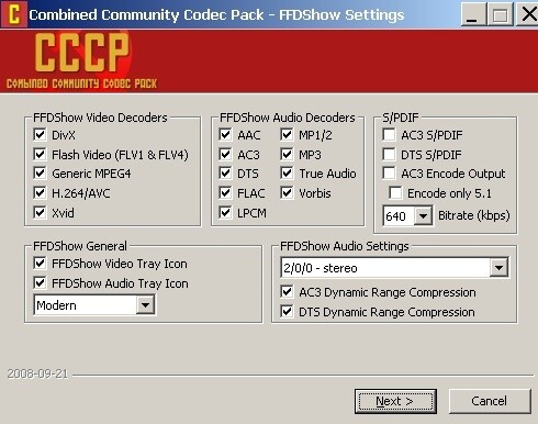 Combined Community Codec Pack (CCCP)