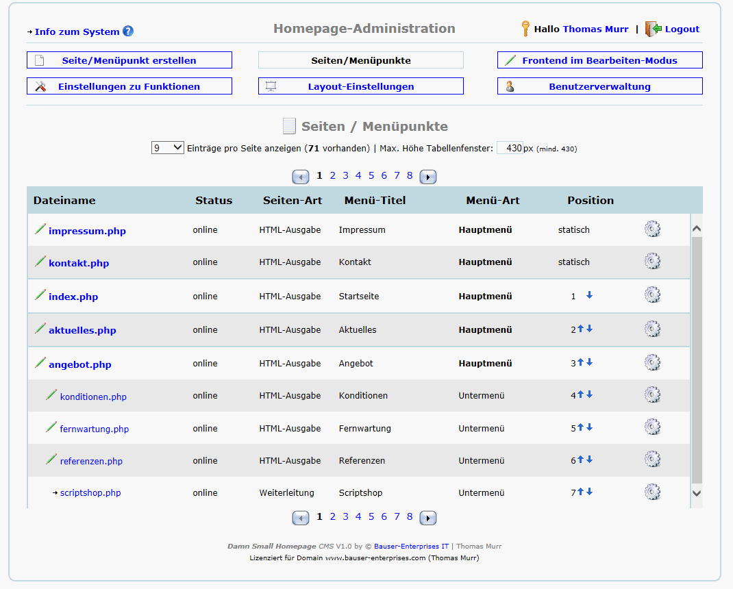  Damn Small Homepage CMS