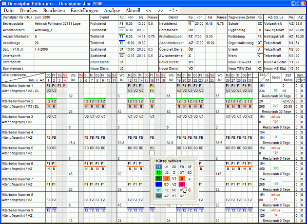 Dienstplan Editor