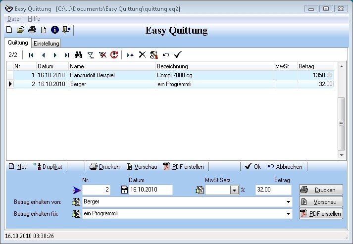 Easy Quittung