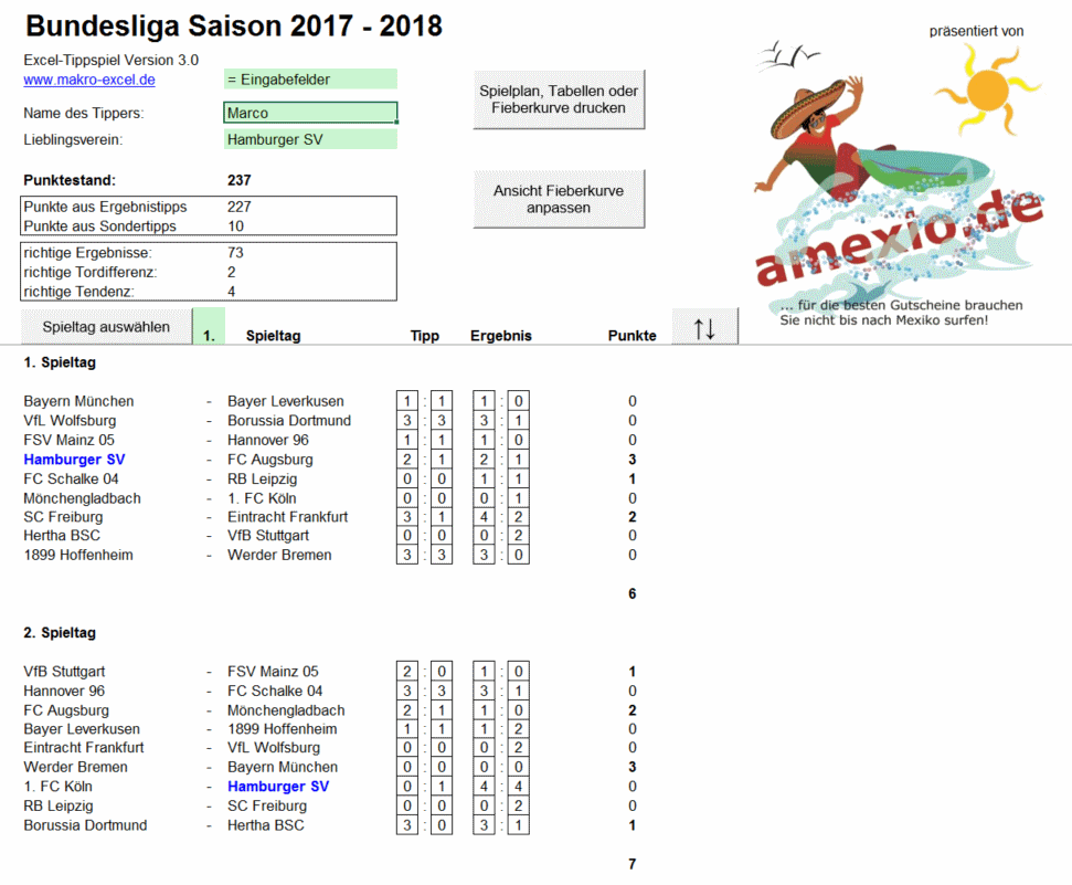 Excel Bundesliga Tippspiel 2017/2018 | Heise Download