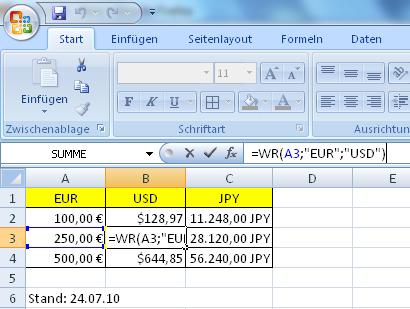Excel Währungsrechner