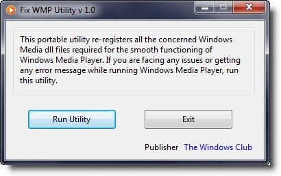  Fix WMP Utility