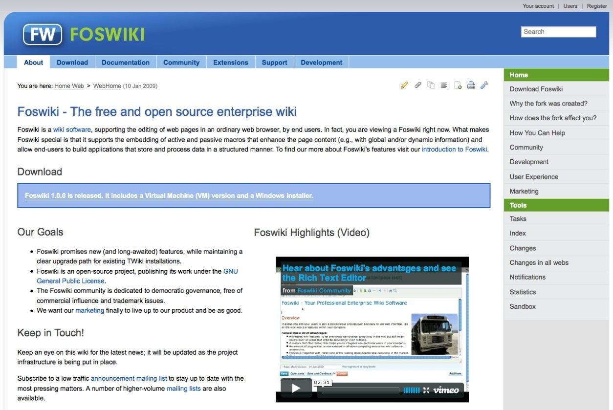  Foswiki (Free Open Source Wiki)