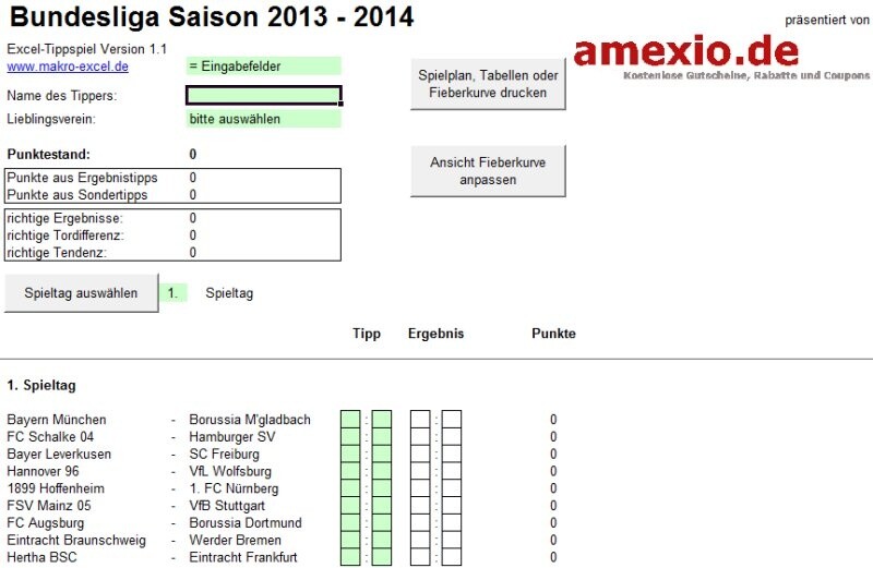 Fußball Bundesligatippspiel 2013/2014