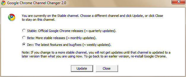 Google Chrome Channel Chooser