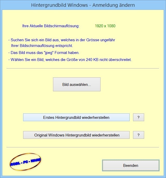 Hintergrundbild Windows-Anmeldung ändern