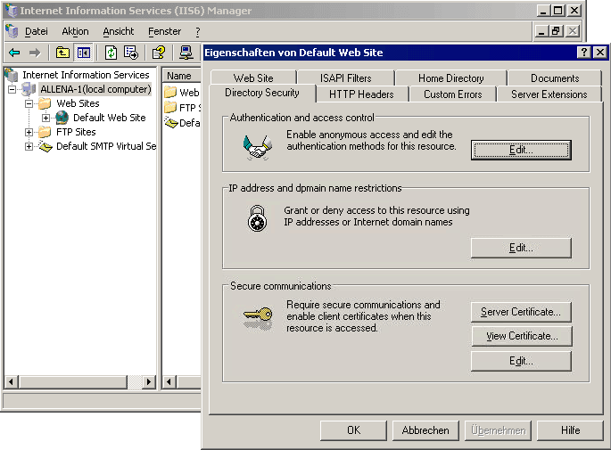 IIS 6.0 Manager for Windows XP