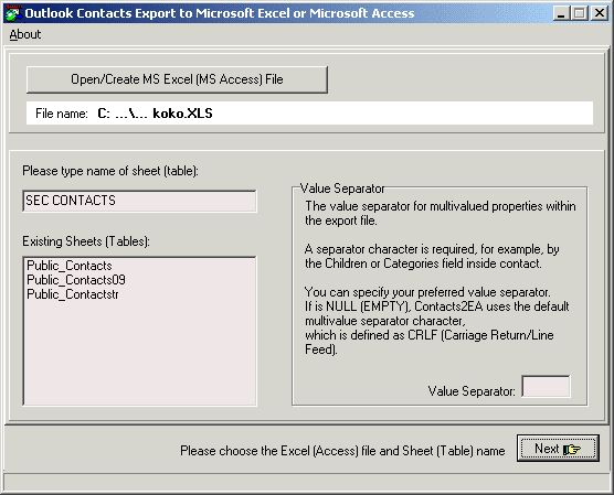  IMI Contacts Exporter