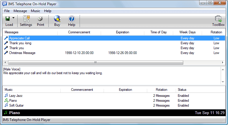  IMS Telephone On-Hold Player