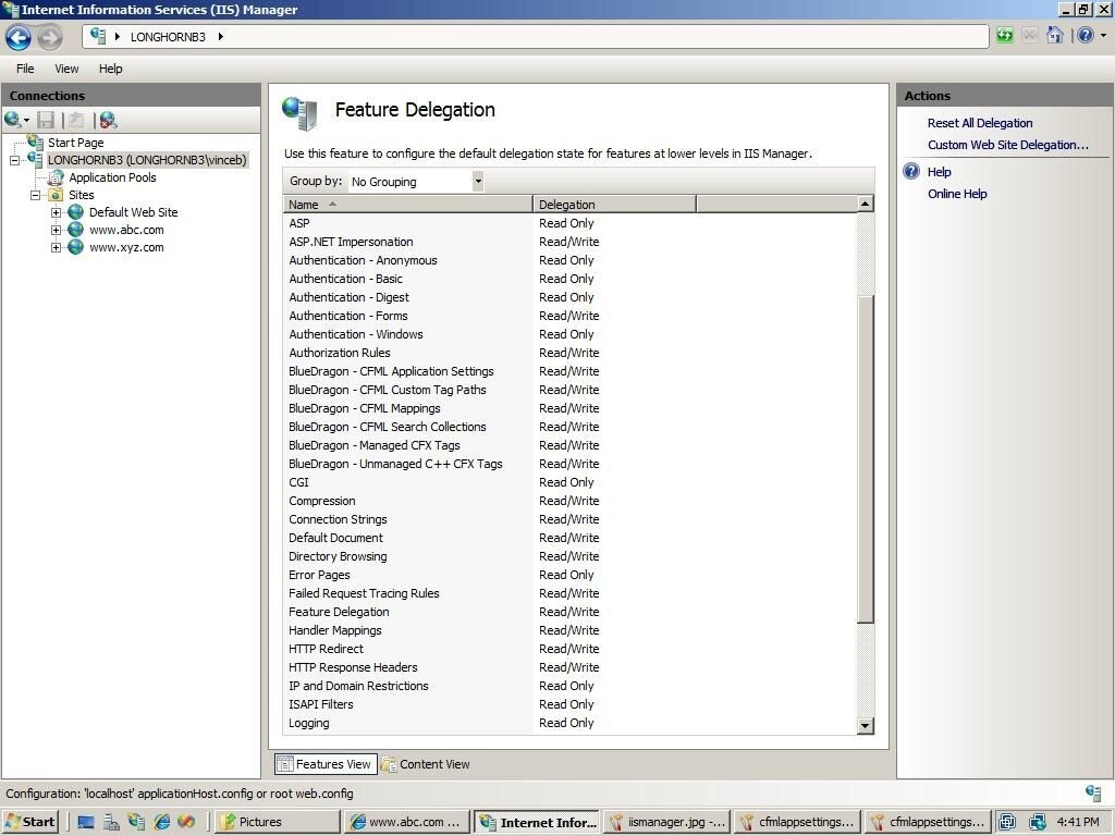 Internet Information Services 7.0 Manager