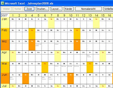  Jahresplan für Excel