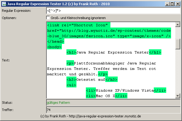  Java Regular Expression Tester