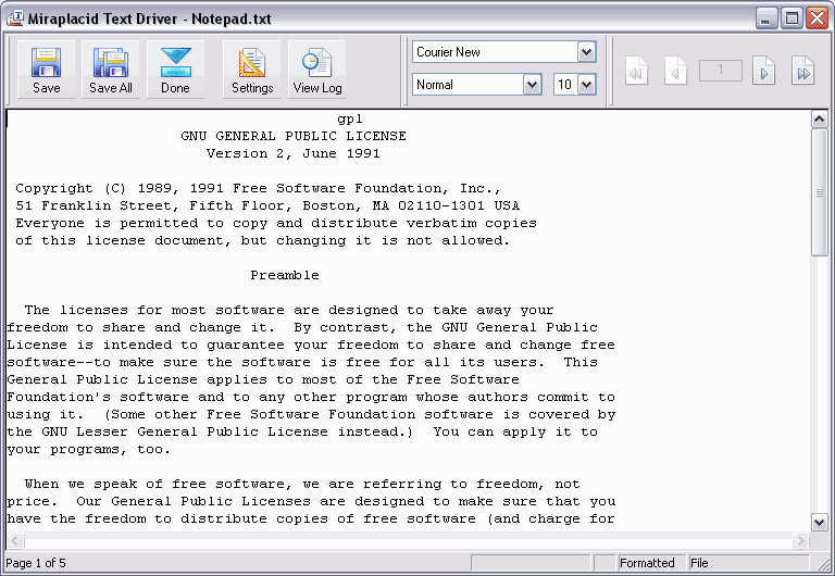  Miraplacid Text Driver