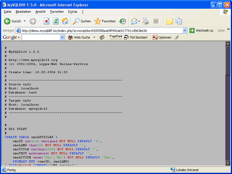 MySQLDiff