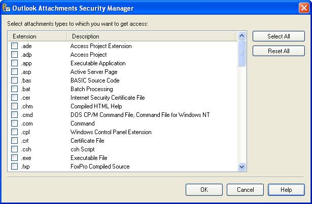  Outlook Attachments Security Manager
