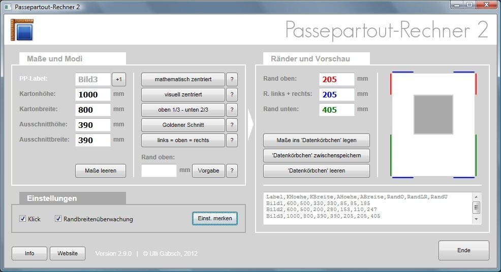 Passepartout-Rechner