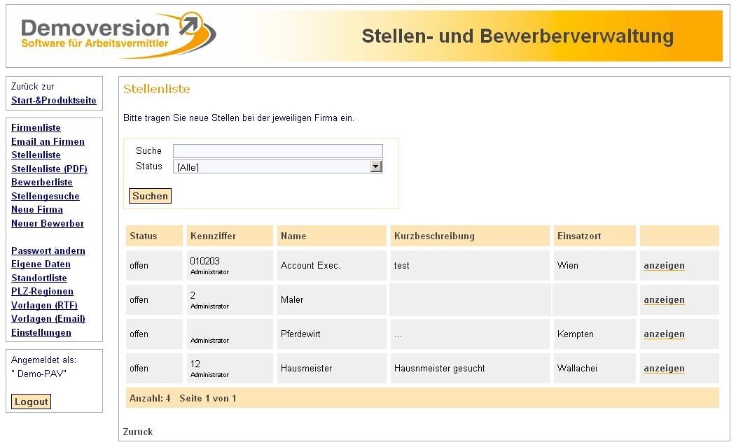 PAV-Software - Software für Arbeitsvermitter