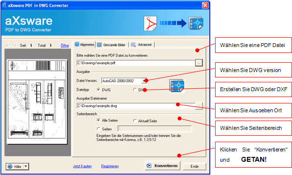 PDF in DWG Converter