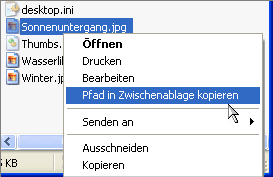  Pfad in Zwischenablage kopieren