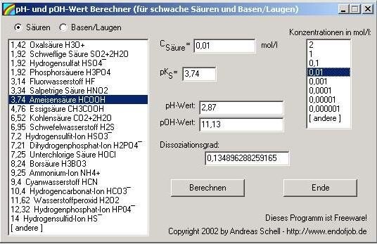 pH- und pOH-Wert Berechner