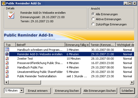 Public Reminder Add-In