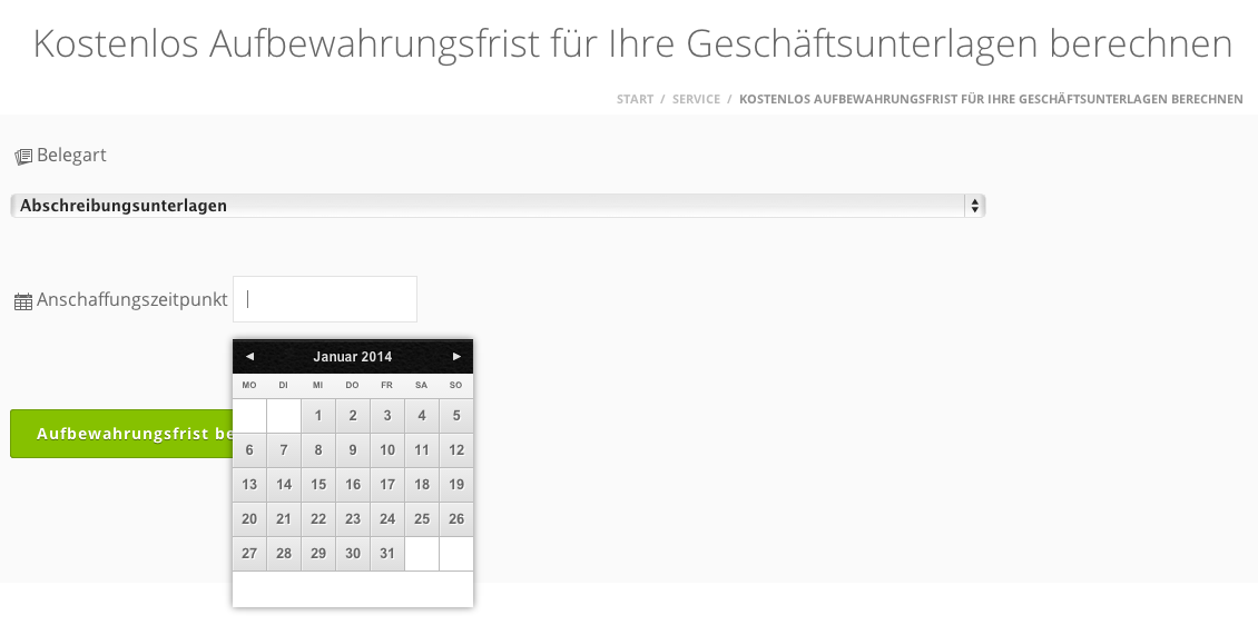 Rechner Aufbewahrungsfristen