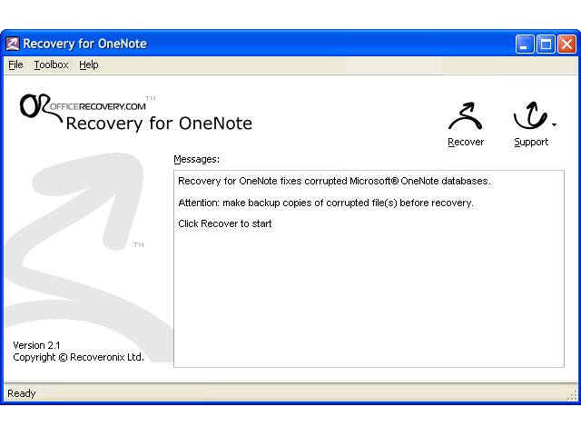 Recovery for OneNote
