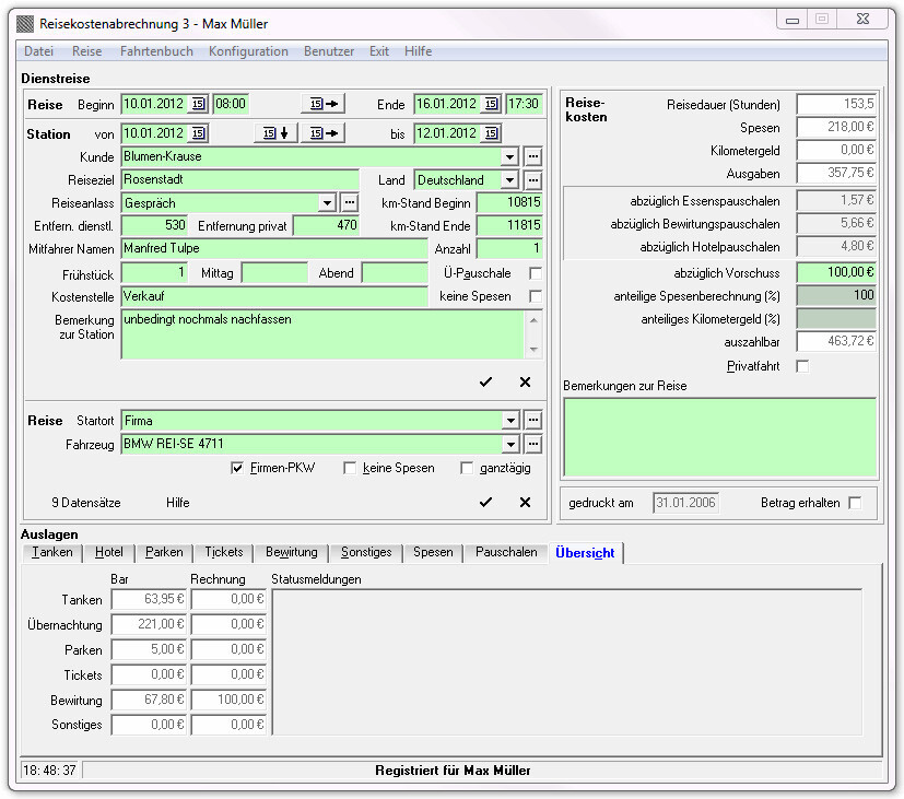 Reisekostenabrechnung