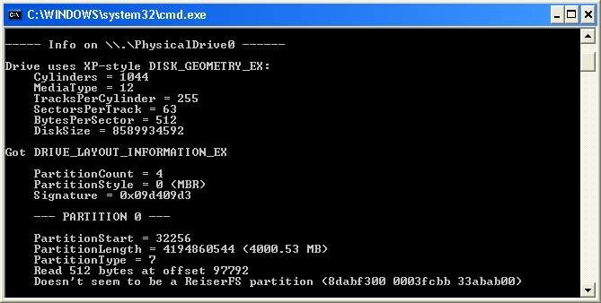rfstool - ReiserFS for Windows