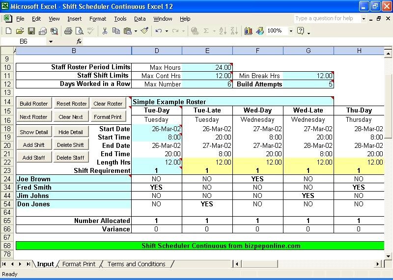  Shift Scheduler Continuous