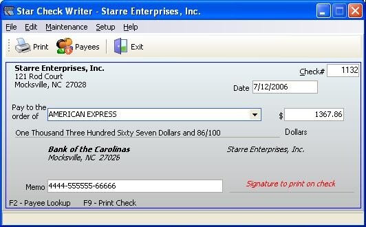  Star Check Writer