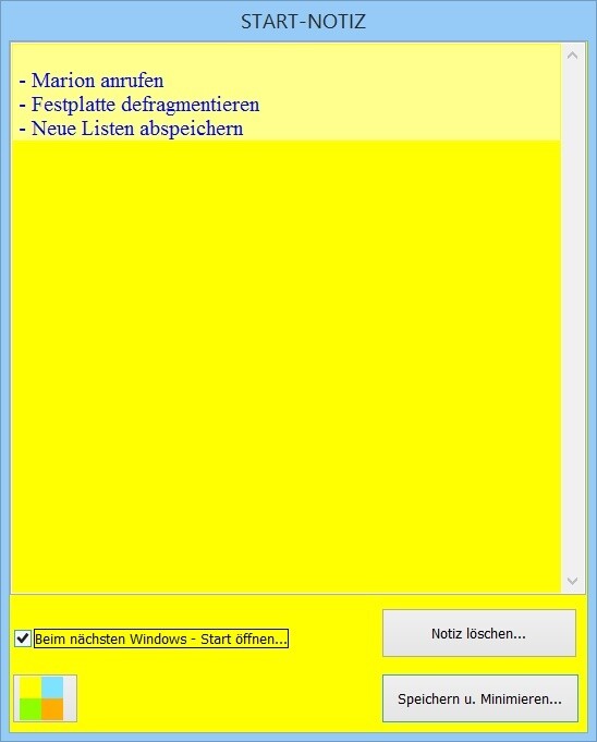  Start-Notiz
