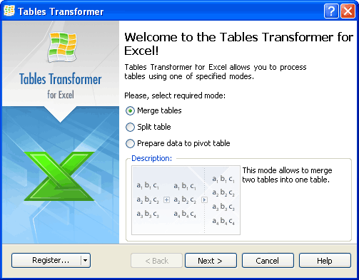 Tables Transformer for Excel