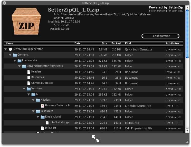 The BetterZip Quick Look Generator