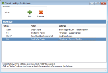  Topalt Hotkeys for Outlook
