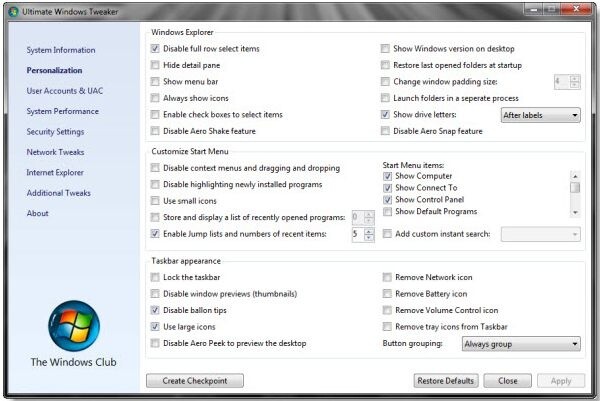  Ultimate Windows Tweaker