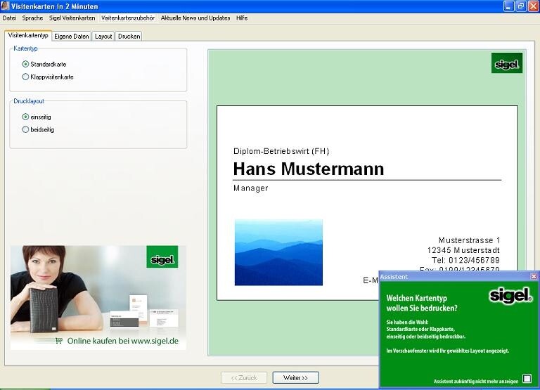 Visitenkarten in 2 Minuten