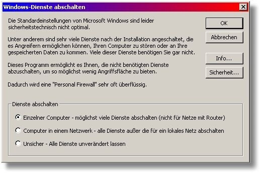 Windows-Dienste abschalten