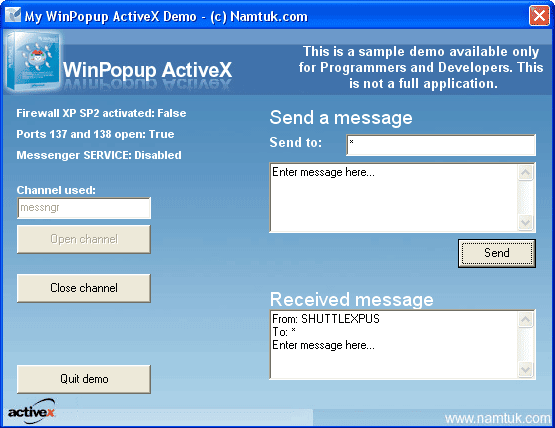 WinPopup ActiveX