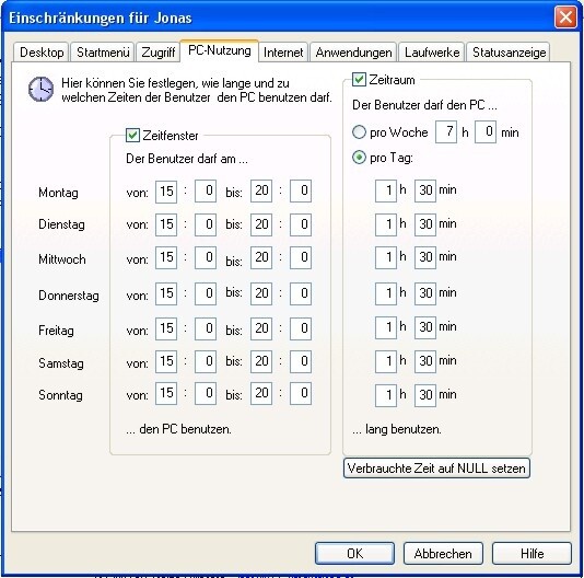 WinTimer Kindersicherung