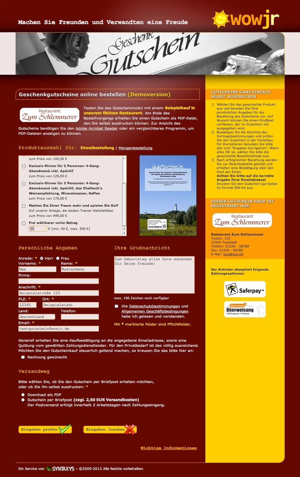  WOWjr Gutscheinmodul